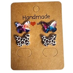 Prism Safari Flutter Acrylic Stud Earrings - 2 Pair